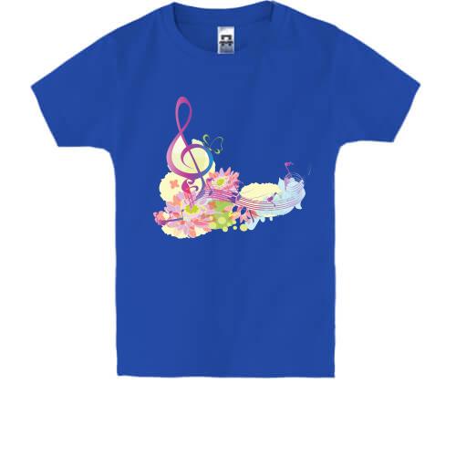 Дитяча футболка з нотами і квітами