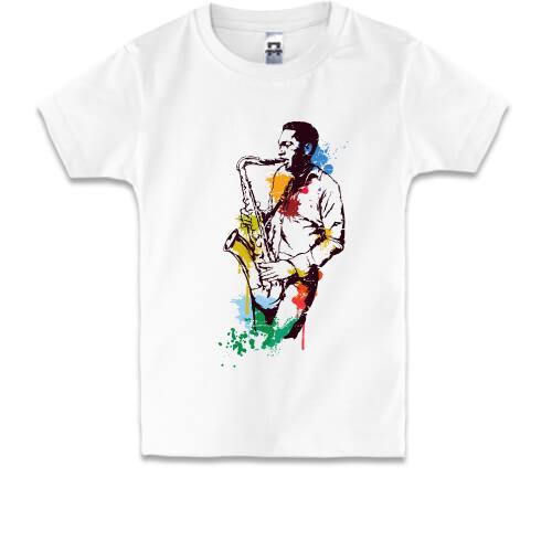 Дитяча футболка з людиною і саксофоном