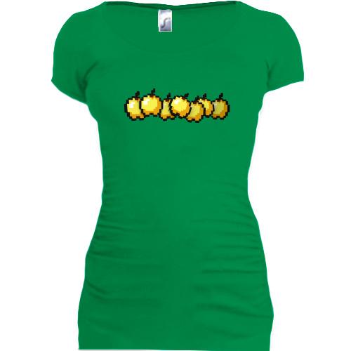 Подовжена футболка з золотими яблуками