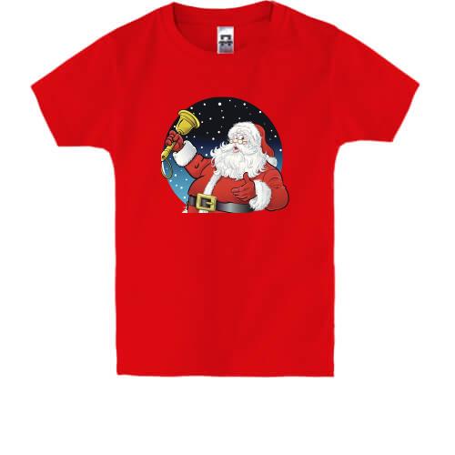 Детская футболка с Санта Клаусом и колокольчиком