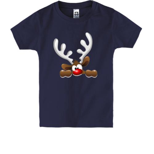 Детская футболка с выглядывающим оленем (1)