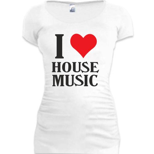 Женская удлиненная футболка I love house music