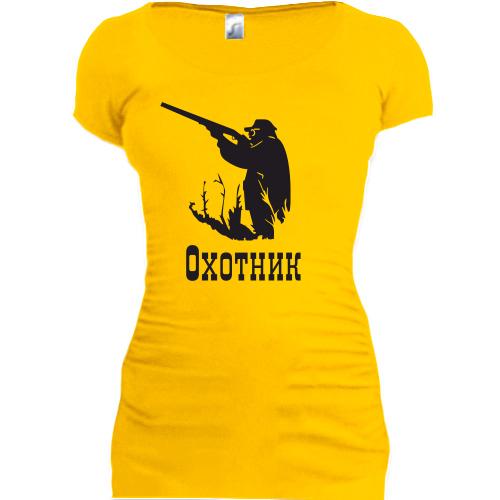Женская удлиненная футболка Охотник на охоте