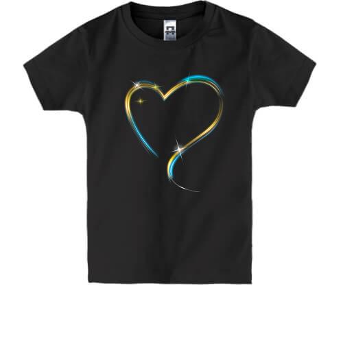 Детская футболка с сердцем в жёлто-голубых тонах