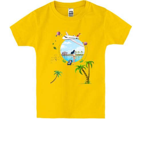 Детская футболка с девушкой и самолётом