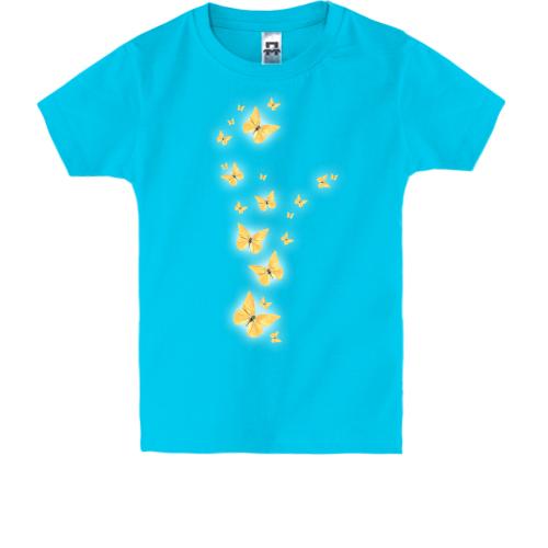 Детская футболка с жёлтыми светящимися бабочками
