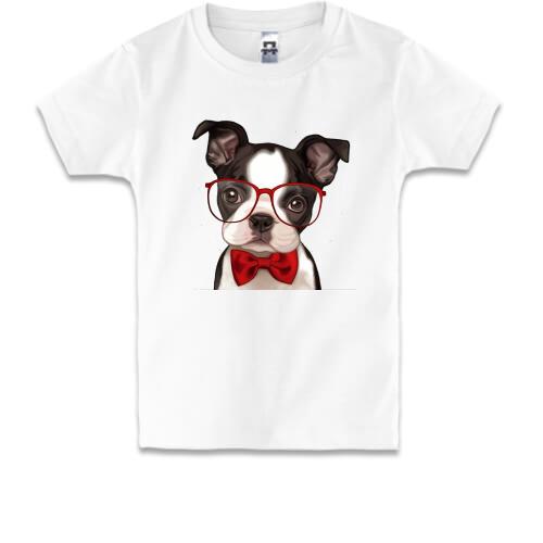 Детская футболка c французским бульдогом в очках
