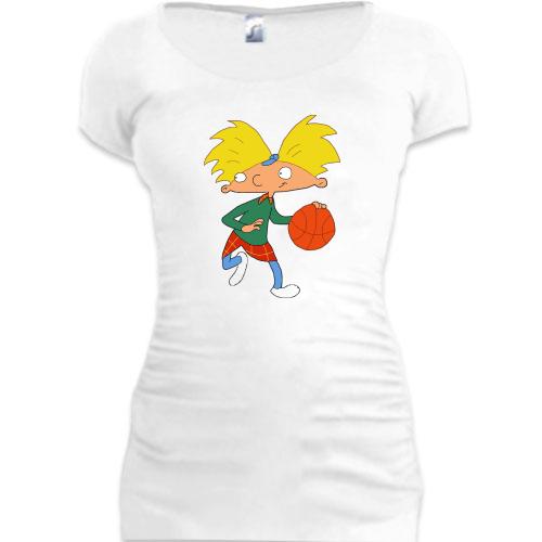 Подовжена футболка з Арнольдом і баскетбольним м'ячем
