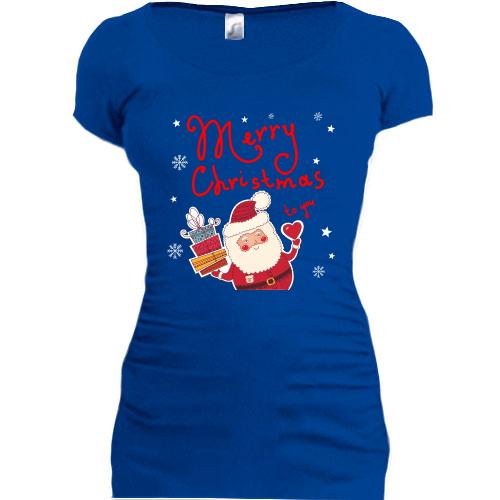 Женская удлиненная футболка Счатливого Рождества