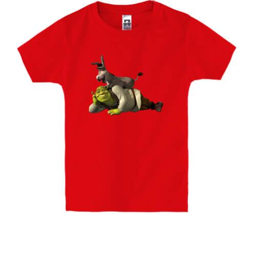 Детская футболка с Шреком и осликом