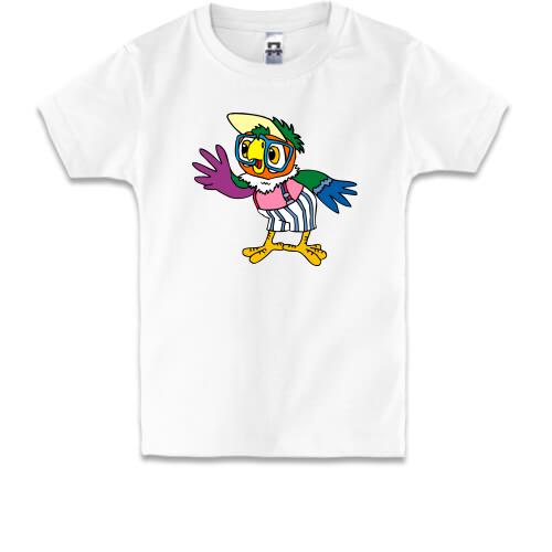Детская футболка с попугаем Кешей