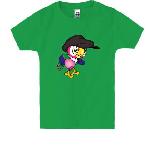 Дитяча футболка з папугою Кешей в картузі