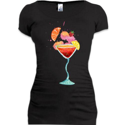 Подовжена футболка з фруктовим коктейлем
