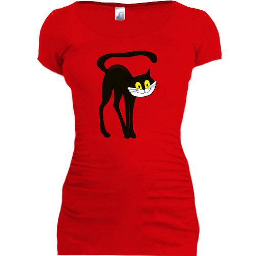 Подовжена футболка з чорним котом з мультфільму 