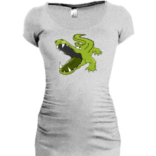 Подовжена футболка з крокодилом