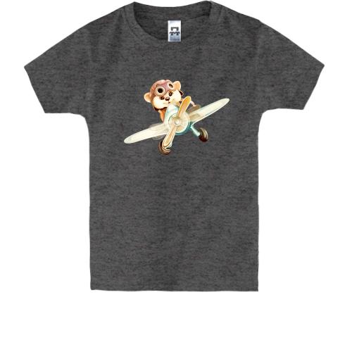Дитяча футболка з ведмедиком на літаку