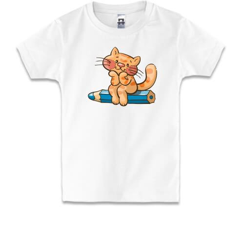 Дитяча футболка з котом на олівці