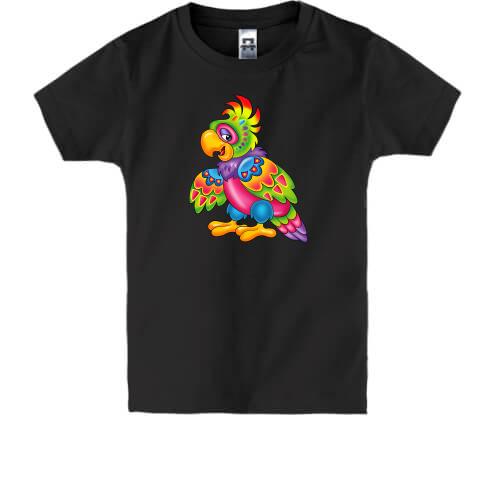 Дитяча футболка з різнобарвним папугою