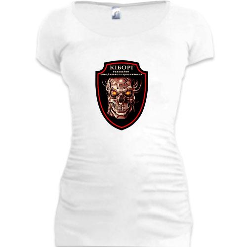 Женская удлиненная футболка Киборг - батальон специального назна