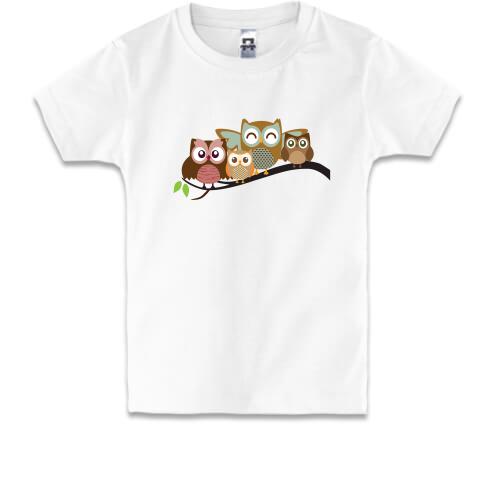 Дитяча футболка з совами на гілці