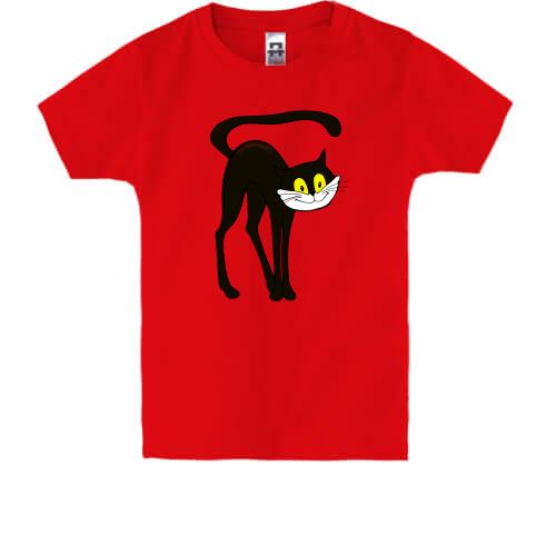 Детская футболка с черным котом из мультфильма 