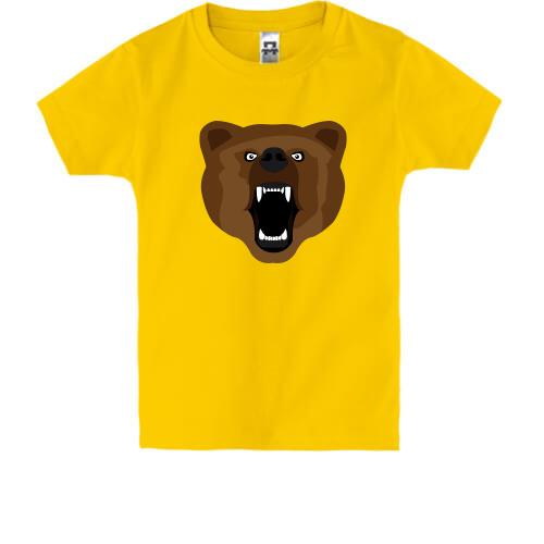 Детская футболка с рычащим медведем