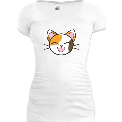 Подовжена футболка з задоволеним котом