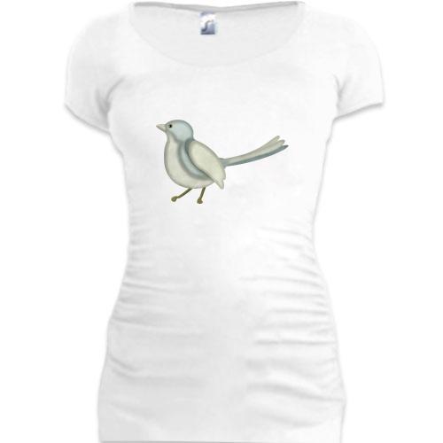 Подовжена футболка з сірим птахом