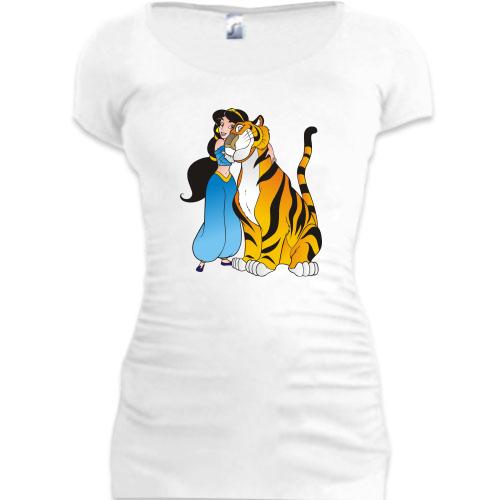 Подовжена футболка з принцесою Жасмін і тигром