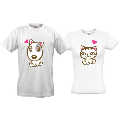 Парні футболки Doggy Kitty in Love
