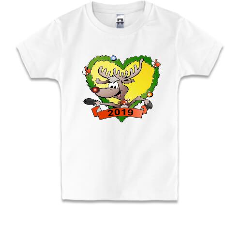 Детская футболка с оленем в сердечке