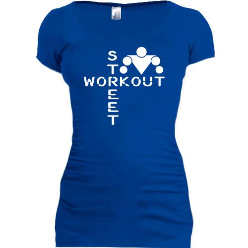 Женская удлиненная футболка Street Workout (крестом)