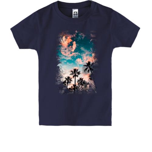 Детская футболка с пальмами и небом