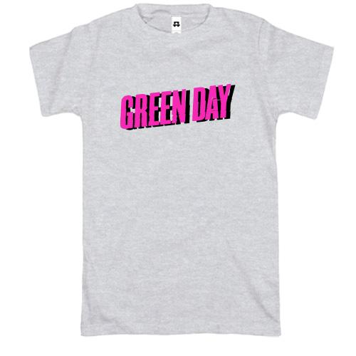 Футболка Green day розовый логотип