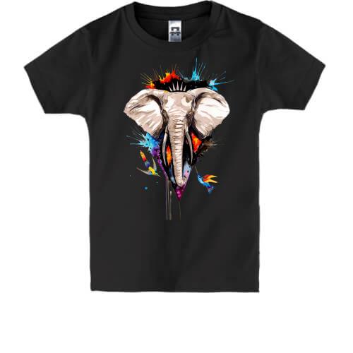 Дитяча футболка з акварельним слоном