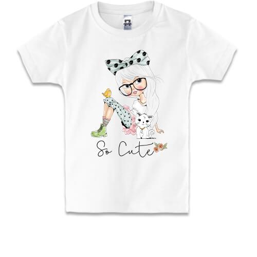 Дитяча футболка з дівчинкою і бантиком