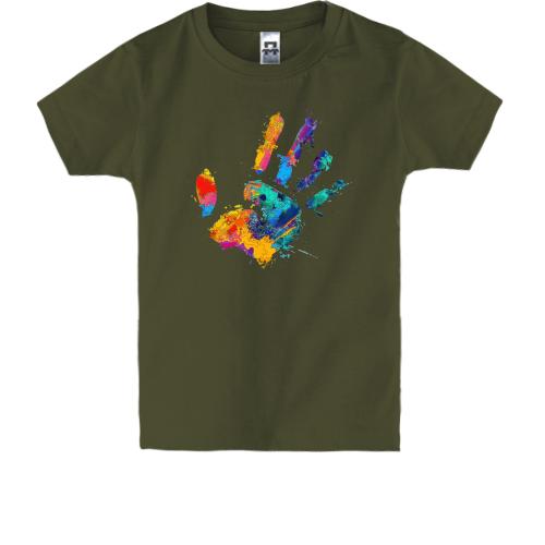 Дитяча футболка з різнокольоровим відбитком долоні