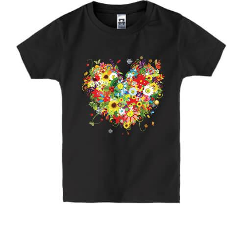 Дитяча футболка з серцем з квітів (2)