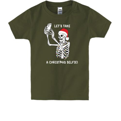 Детская футболка со скелетом Christmas selfie