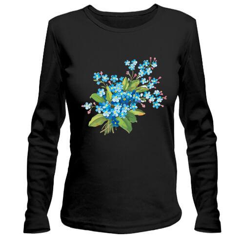 Жіночий лонгслів з блакитними квітами