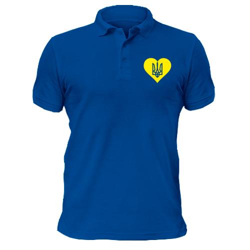 Чоловіча сорочка-поло з гербом України в серце