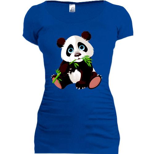 Подовжена футболка панда з бамбуком