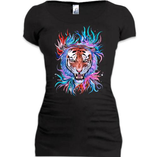 Подовжена футболка з абстрактним тигром (2)