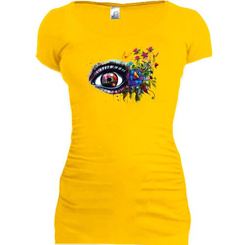 Подовжена футболка з акварельним оком (2)