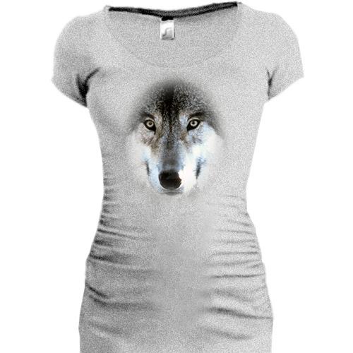 Подовжена футболка з мордою вовка