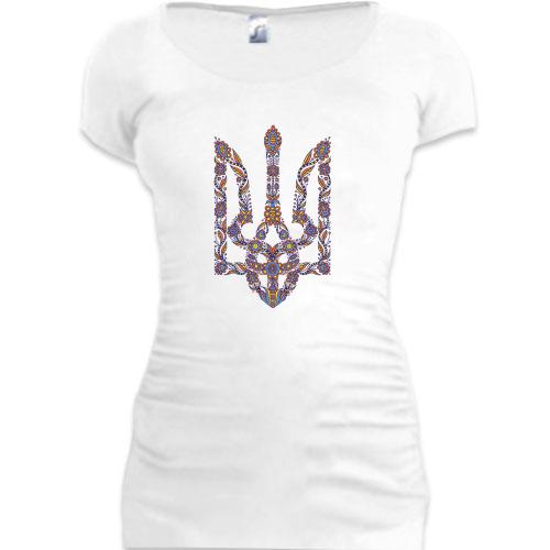Подовжена футболка з орнаментным гербом України