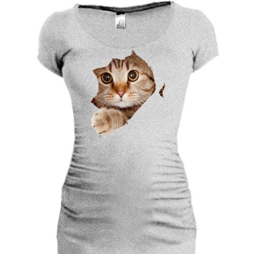 Подовжена футболка з ховаючимся котом