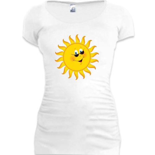 Подовжена футболка з сонечком