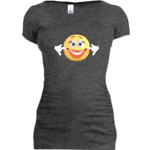 Подовжена футболка з усміхненим емоджі