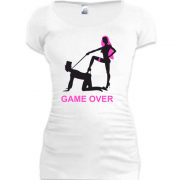 Женская удлиненная футболка Game over свадьба